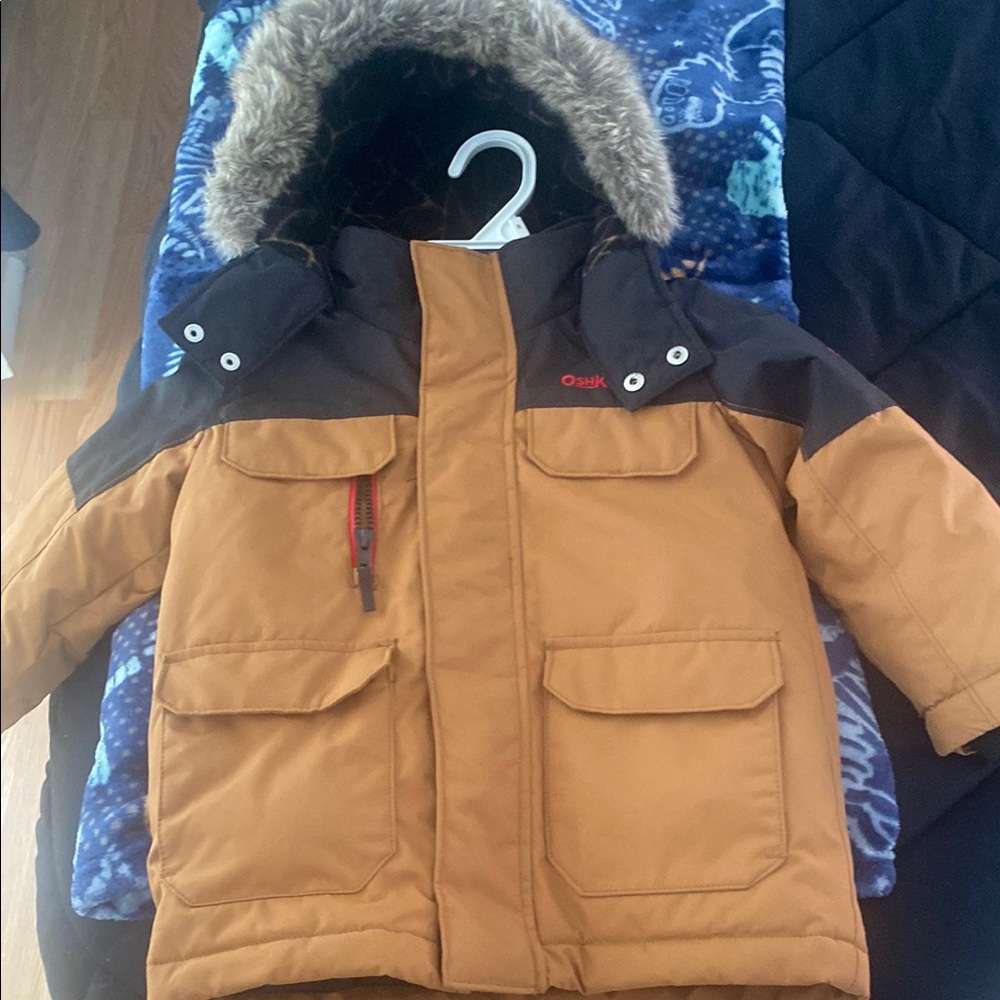 OshKosh Brown Winter Jacket with Fur Hood Brand New